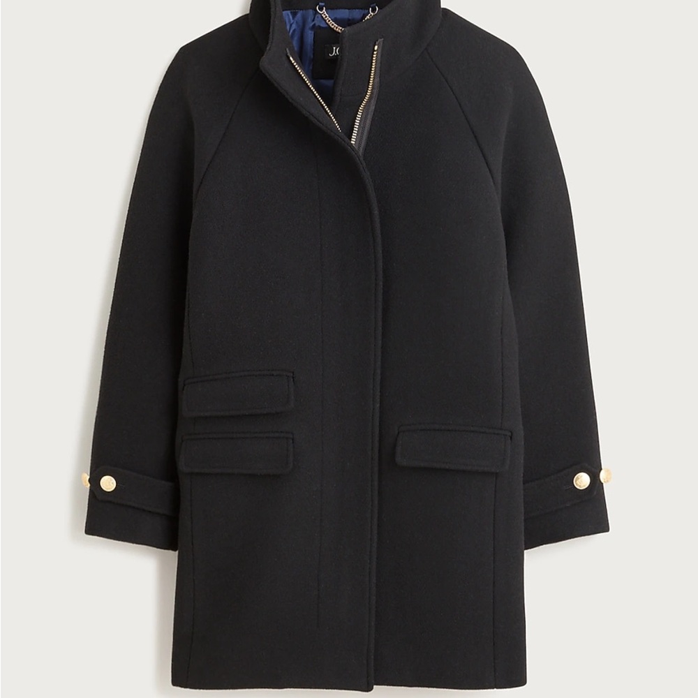 J. Crew Toscana Black Coat with Gold Buttons